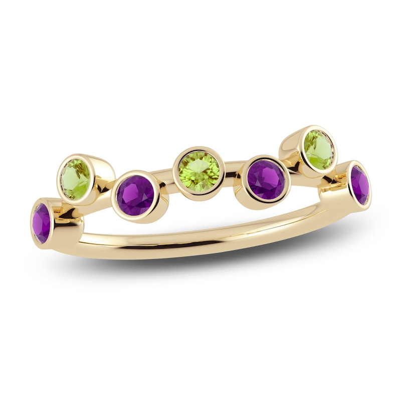 Main Image 1 of Juliette Maison Natural Amethyst & Natural Peridot Ring 10K Yellow Gold