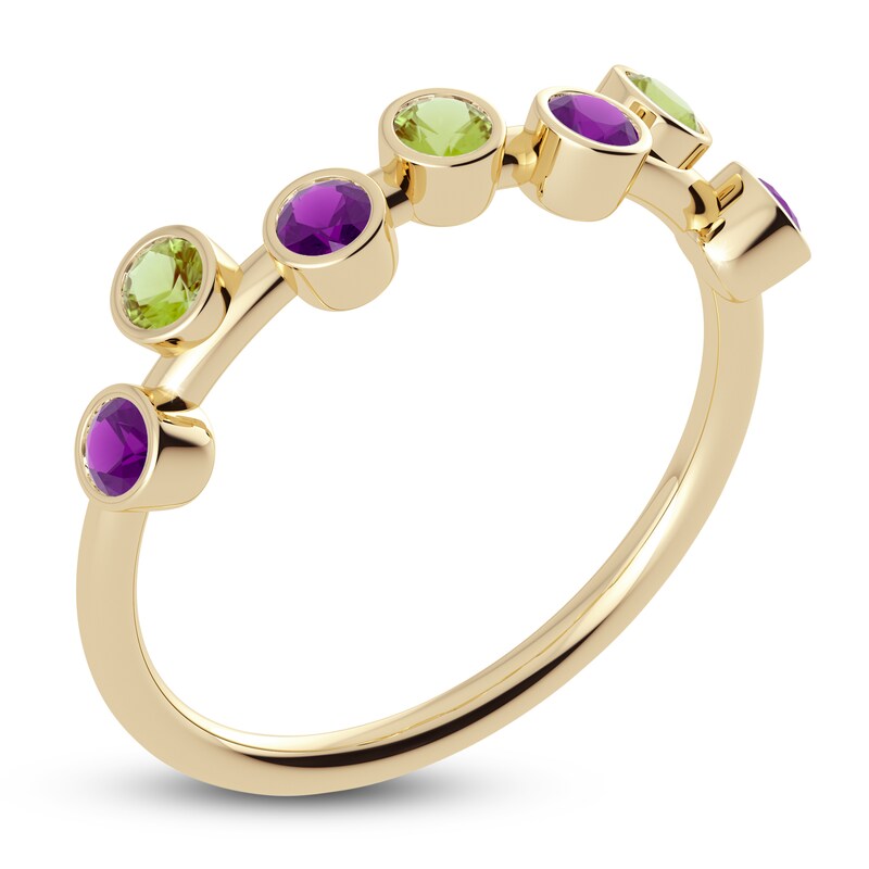 Main Image 2 of Juliette Maison Natural Amethyst & Natural Peridot Ring 10K Yellow Gold