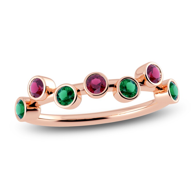 Main Image 1 of Juliette Maison Natural Emerald & Natural Rhodolite Garnet Ring 10K Rose Gold