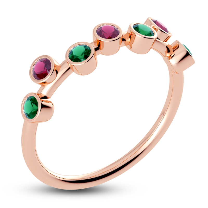 Main Image 2 of Juliette Maison Natural Emerald & Natural Rhodolite Garnet Ring 10K Rose Gold