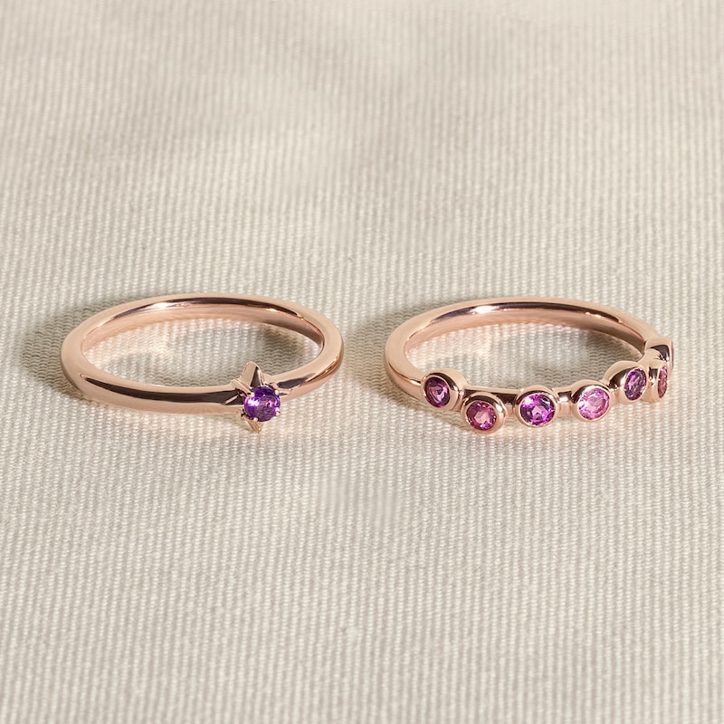 Main Image 4 of Juliette Maison Natural Emerald & Natural Rhodolite Garnet Ring 10K Rose Gold