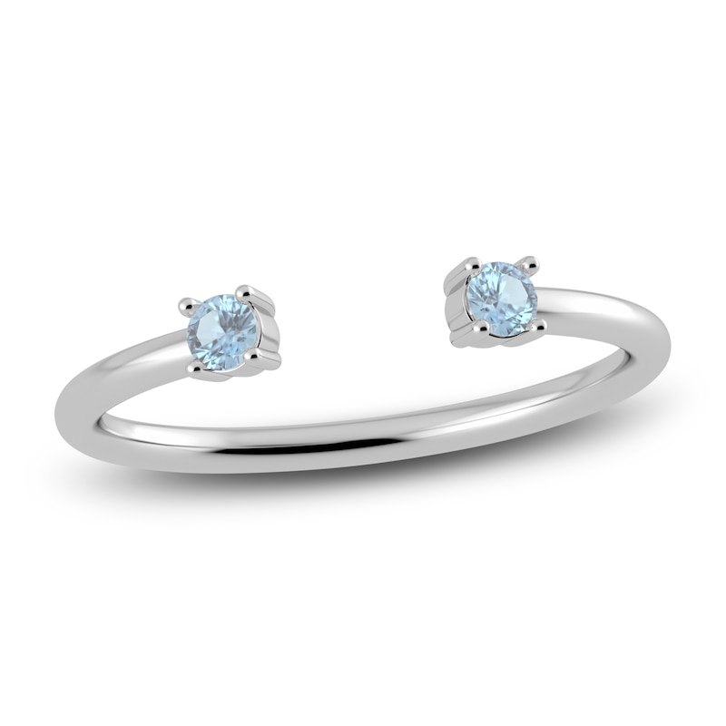Main Image 1 of Juliette Maison Natural Aquamarine Cuff Ring 10K White Gold