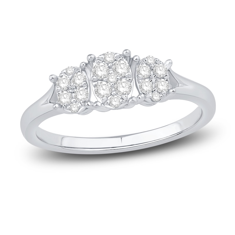 Main Image 1 of Diamond 3-Stone Style Ring 1/4 ct tw Round 10K White Gold