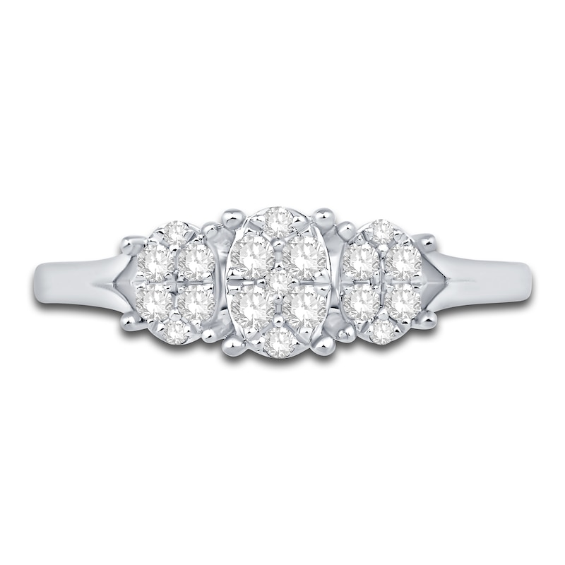 Main Image 3 of Diamond 3-Stone Style Ring 1/4 ct tw Round 10K White Gold