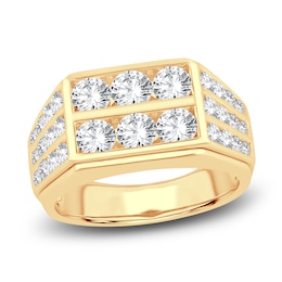 Men's Lab-Grown Diamond Ring 3 ct tw Round 14K Yellow Gold