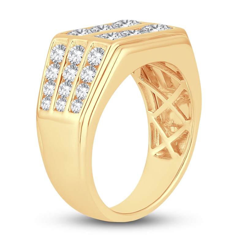 Main Image 2 of Men's Lab-Grown Diamond Ring 3 ct tw Round 14K Yellow Gold