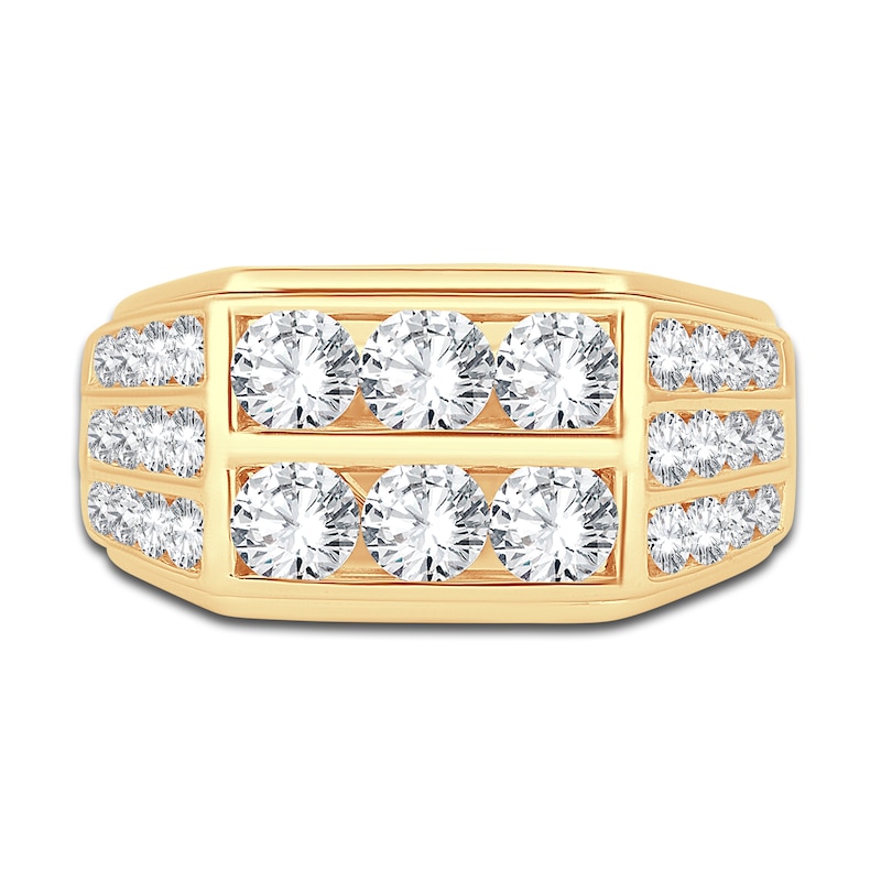 Main Image 3 of Men's Lab-Grown Diamond Ring 3 ct tw Round 14K Yellow Gold