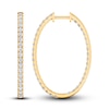 Thumbnail Image 1 of Lab-Grown Diamond Hoop Earrings 2 ct tw Round 14K Yellow Gold