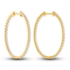 Thumbnail Image 1 of Lab-Created Diamond Hoop Earrings 2 ct tw Round 14K Yellow Gold