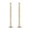 Thumbnail Image 3 of Lab-Grown Diamond Hoop Earrings 2 ct tw Round 14K Yellow Gold