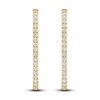 Thumbnail Image 2 of Lab-Created Diamond Hoop Earrings 2 ct tw Round 14K Yellow Gold