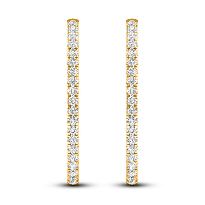 Lab-Created Diamond Hoop Earrings 2 ct tw Round 14K Yellow Gold