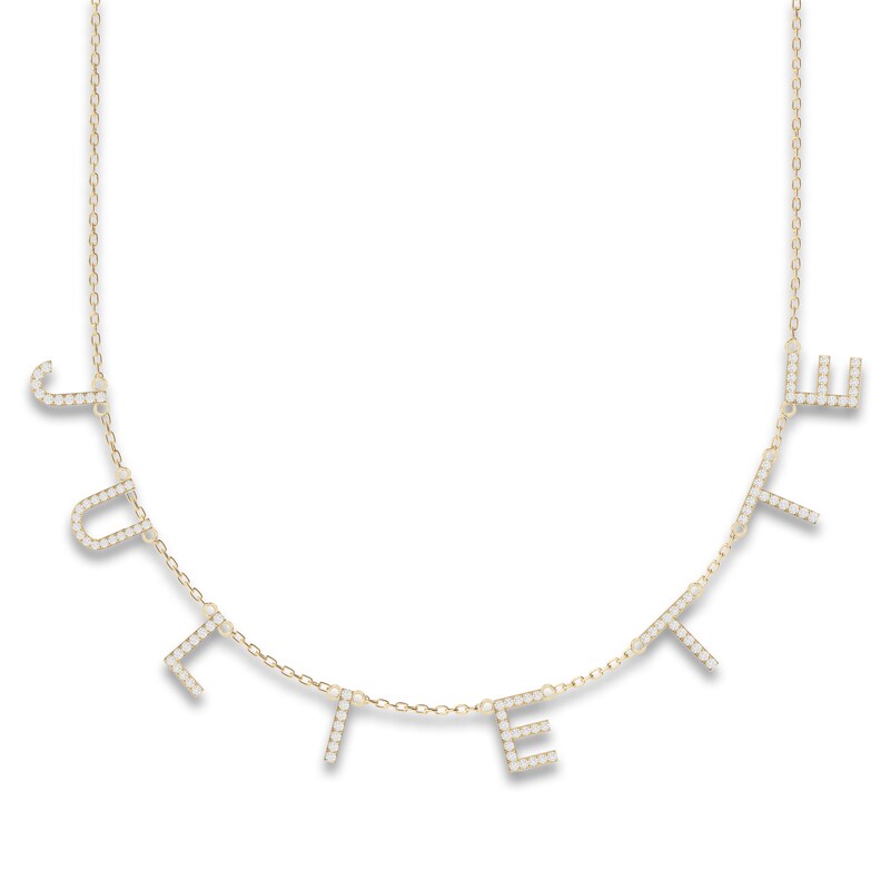 Main Image 1 of Juliette Maison Diamond Station Name Necklace 1-1/8 ct tw Round 10K Yellow Gold