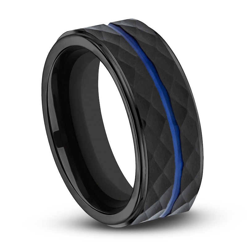 Main Image 2 of Line Wedding Band Black Cobalt 8.0mm