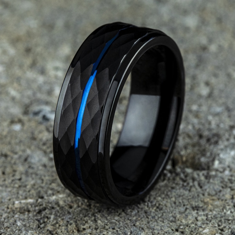 Main Image 4 of Line Wedding Band Black Cobalt 8.0mm