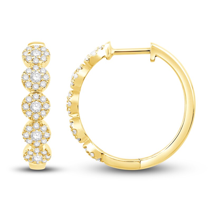Diamond Hoop Earrings 1/2 ct tw Round 10K Yellow Gold
