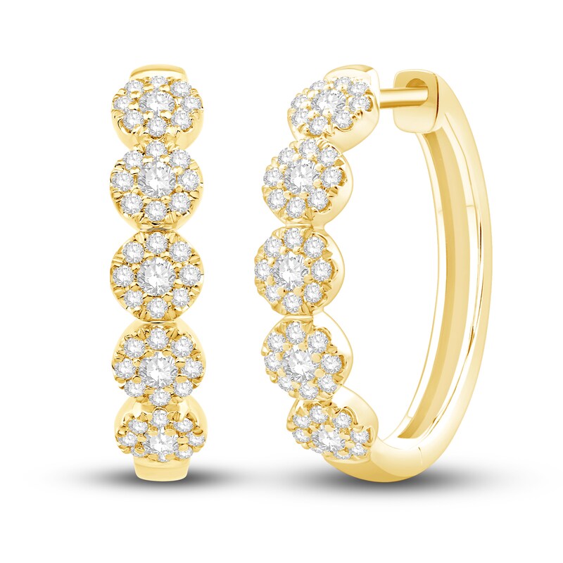 Diamond Hoop Earrings 1/2 ct tw Round 10K Yellow Gold