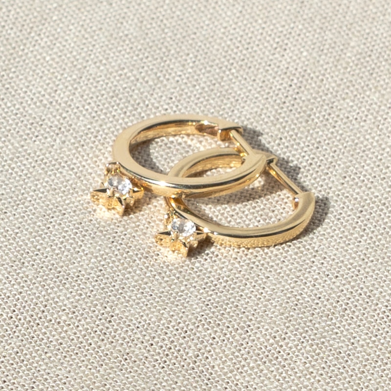 Main Image 4 of Juliette Maison Natural Pink Tourmaline Starburst Drop Earrings 10K Yellow Gold