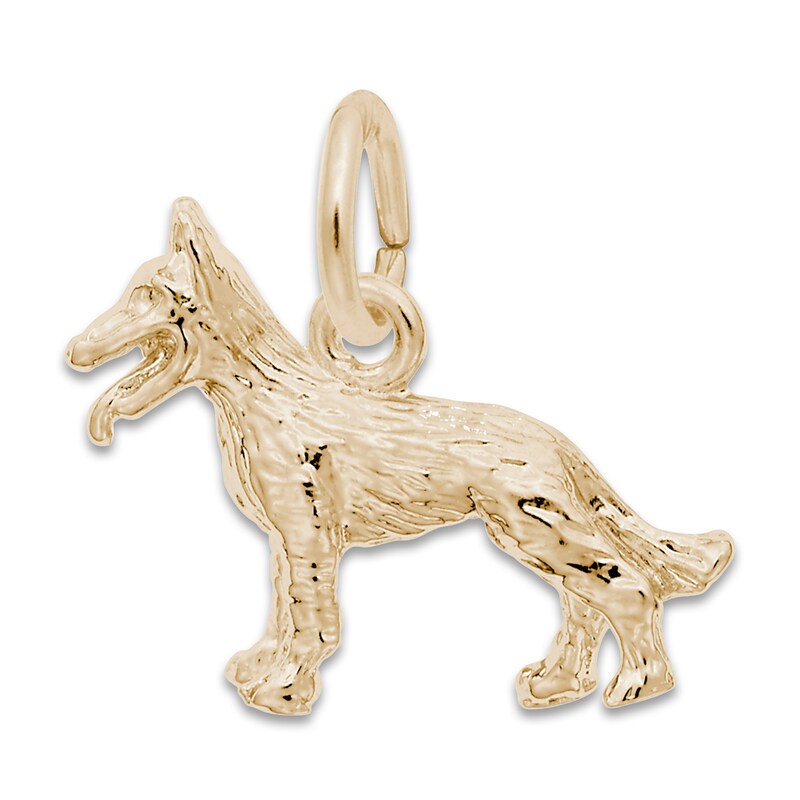 German Shepherd Charm 14K Yellow Gold