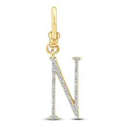 Charm'd by Lulu Frost Diamond Letter N Charm 1/8 ct tw Pavé Round 10K Yellow Gold