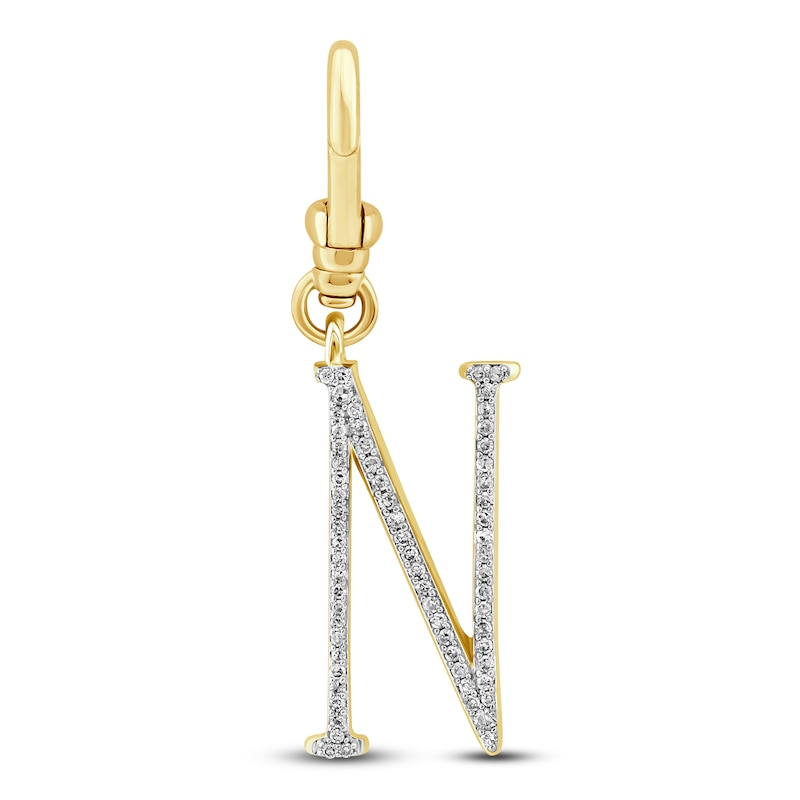 Charm'd by Lulu Frost Diamond Letter N Charm 1/8 ct tw Pavé Round 10K Yellow Gold