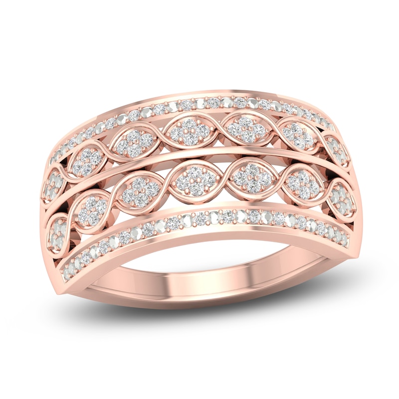 Main Image 1 of Diamond 4-Row Anniversary Band 1/6 ct tw Round 14K Rose Gold
