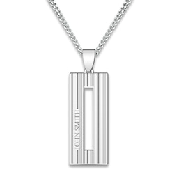 Men's Engravable Pendant Necklace Sterling Silver 22"