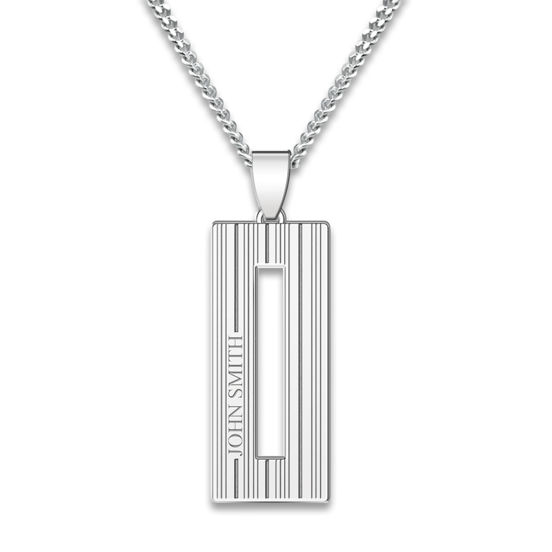 Main Image 1 of Men's Engravable Pendant Necklace Sterling Silver 22"