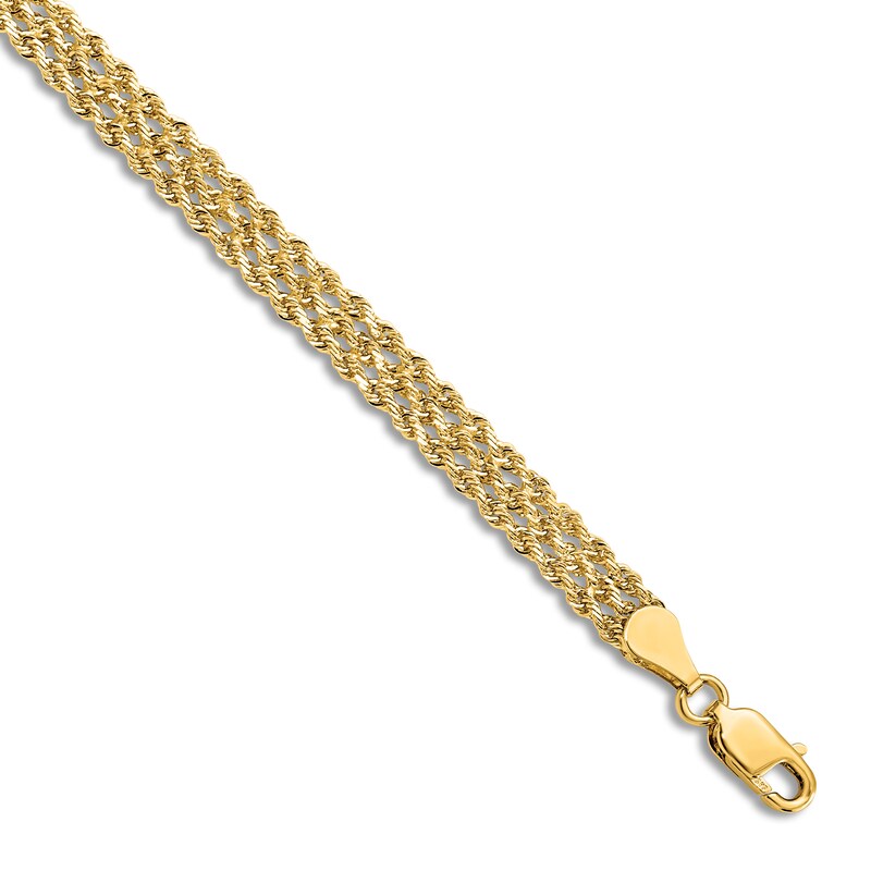 Diamond-Cut Triple Rope Bracelet 14K Yellow Gold 7