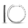 Black Diamond Hoop Earrings 1/6 ct tw Round 14K White Gold
