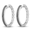 Thumbnail Image 1 of Black Diamond Hoop Earrings 1/6 ct tw Round 14K White Gold