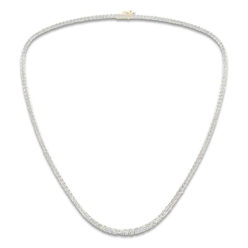 Main Image 1 of Lab-Grown Diamond Tennis Necklace 10 ct tw 14K Yellow Gold