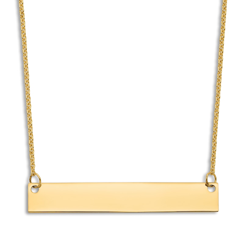 Engravable Bar Necklace 14K Yellow Gold