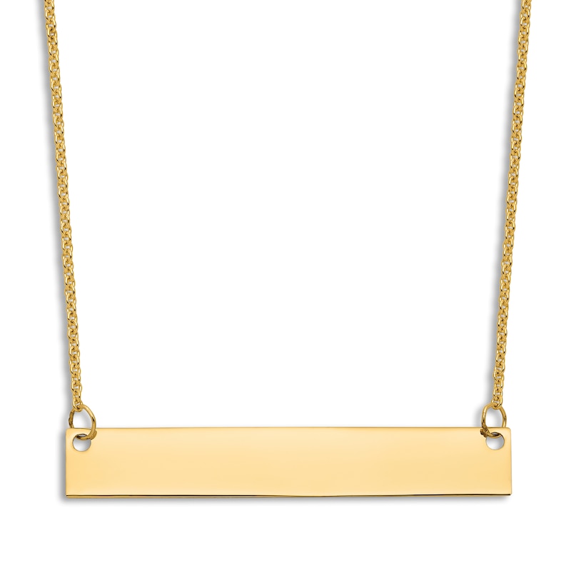Main Image 1 of Engravable Bar Necklace 14K Yellow Gold