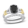 Thumbnail Image 0 of Y-Knot Black Diamond Bridal Set 2-1/8 ct tw Oval/Round 14K Two-Tone Gold