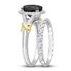 Thumbnail Image 1 of Y-Knot Black Diamond Bridal Set 2-1/8 ct tw Oval/Round 14K Two-Tone Gold