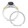 Thumbnail Image 2 of Y-Knot Black Diamond Bridal Set 2-1/8 ct tw Oval/Round 14K Two-Tone Gold