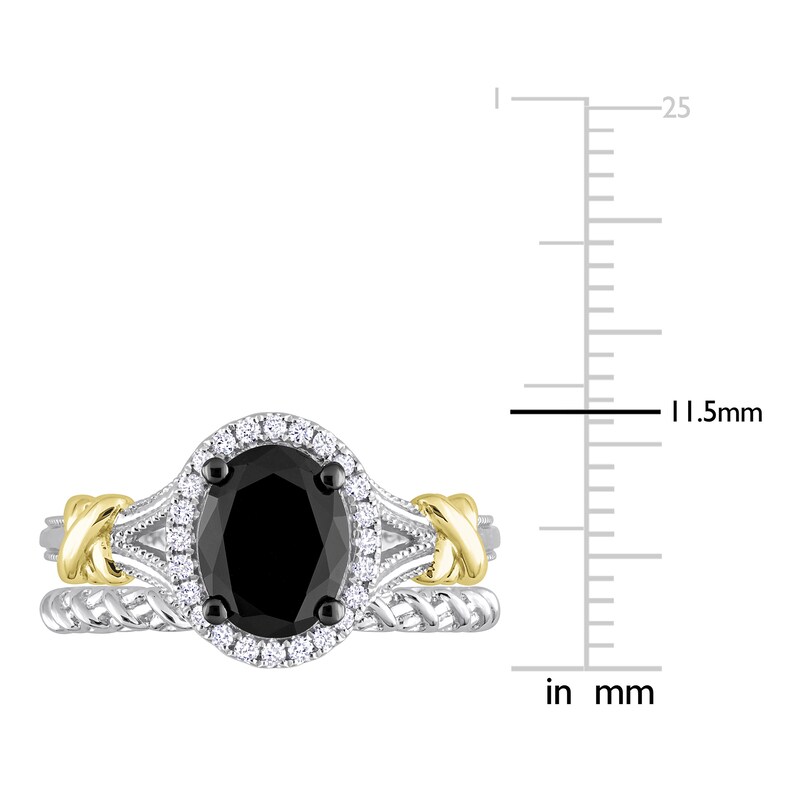 Main Image 4 of Y-Knot Black Diamond Bridal Set 2-1/8 ct tw Oval/Round 14K Two-Tone Gold