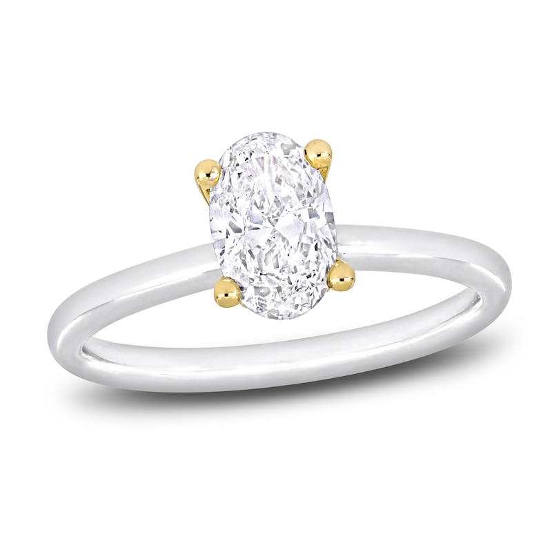 Main Image 1 of Y-Knot Diamond Solitaire Ring 1 ct tw Oval 14K White Gold (I/I1)