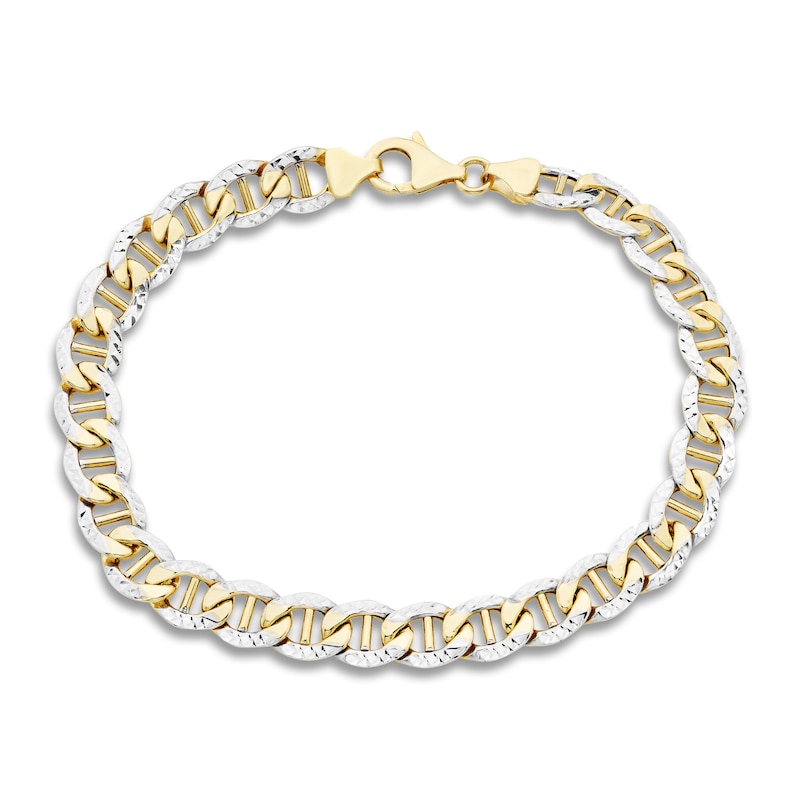 Men's Diamond-Cut Mariner Chain Bracelet 10K Yellow Gold 8.5" 7.8mm