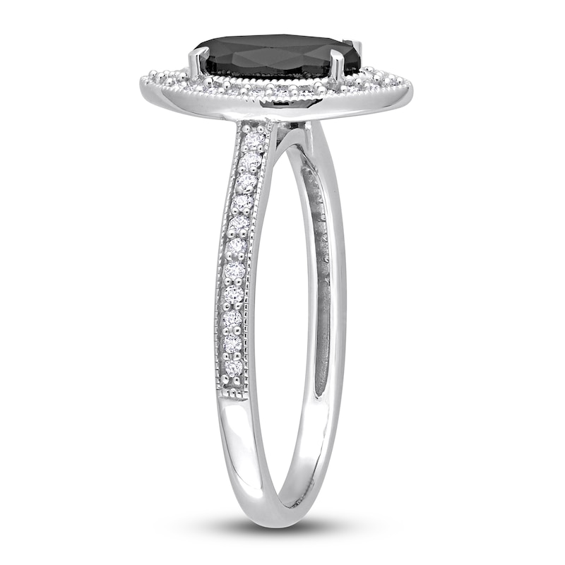 Main Image 2 of Black & White Diamond Halo Engagement Ring 1-1/4 ct tw Round 14K White Gold