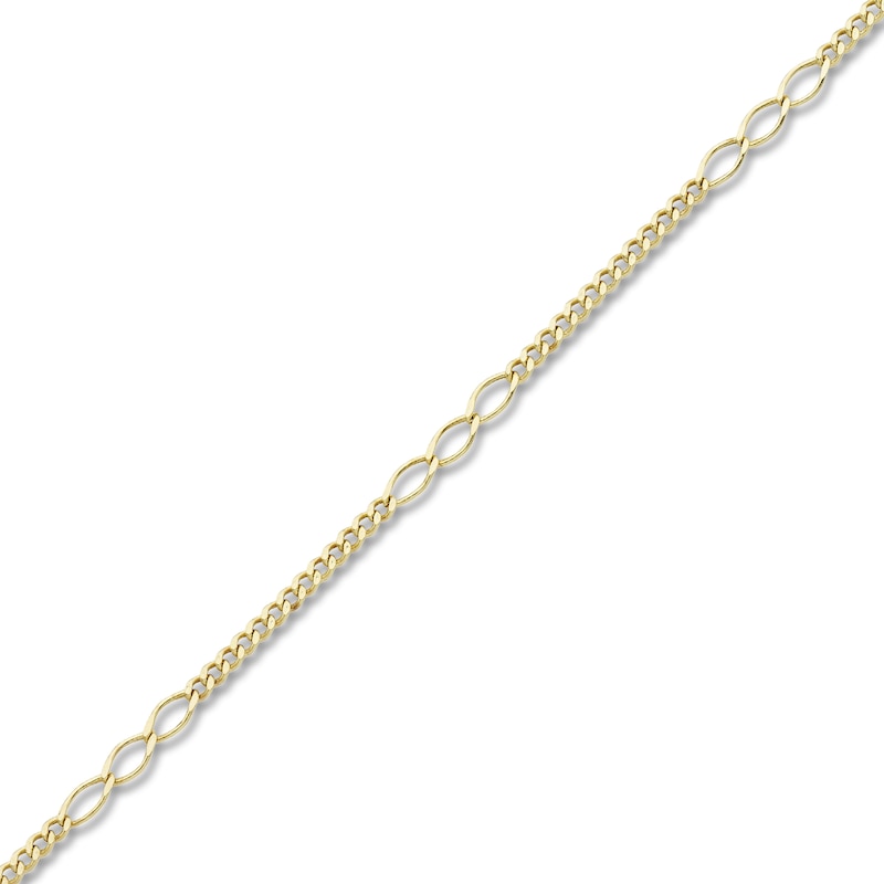 Main Image 2 of Fancy Curb Link Anklet 10K Yellow Gold 10"