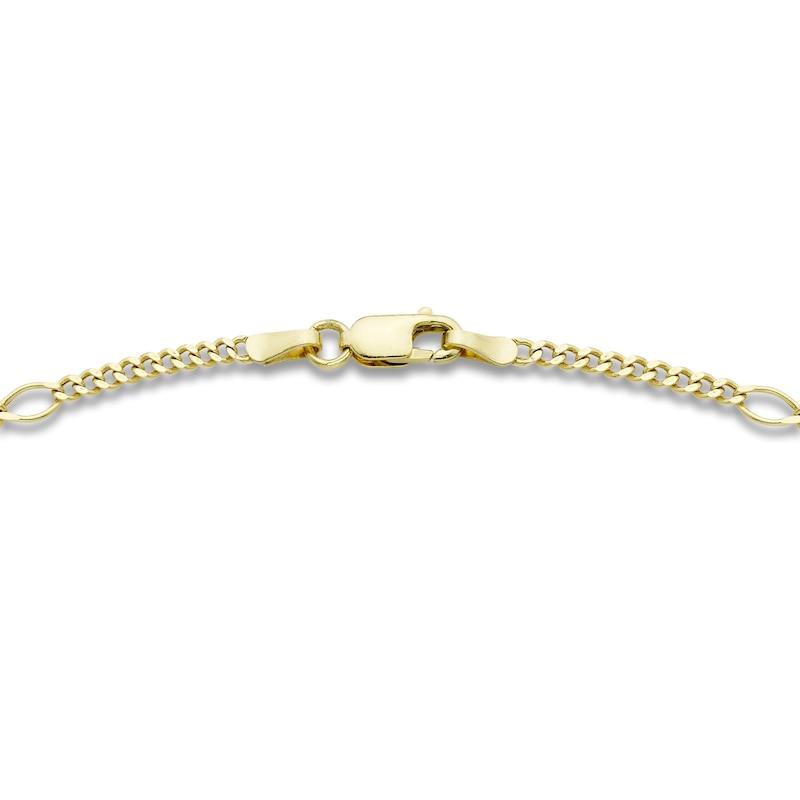 Fancy Curb Anklet 10K Yellow Gold 10"
