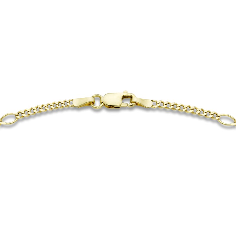 Fancy Curb Anklet 10K Yellow Gold 10"