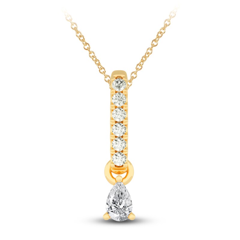Main Image 1 of Diamond Pendant Necklace 3/8 ct tw Pear/Round 14K Yellow Gold 18"