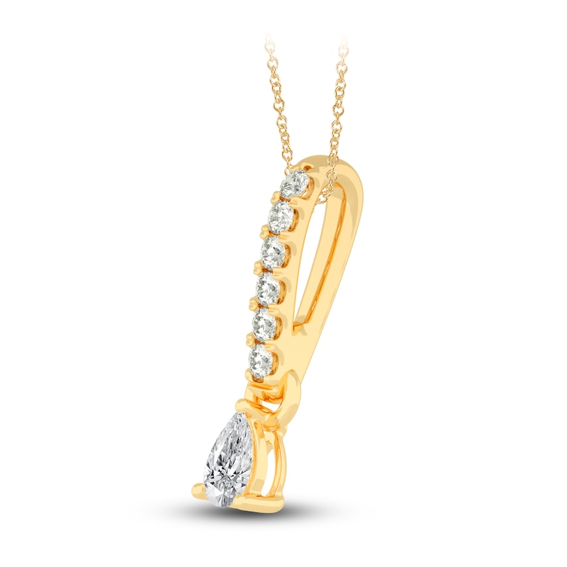 Main Image 2 of Diamond Pendant Necklace 3/8 ct tw Pear/Round 14K Yellow Gold 18"
