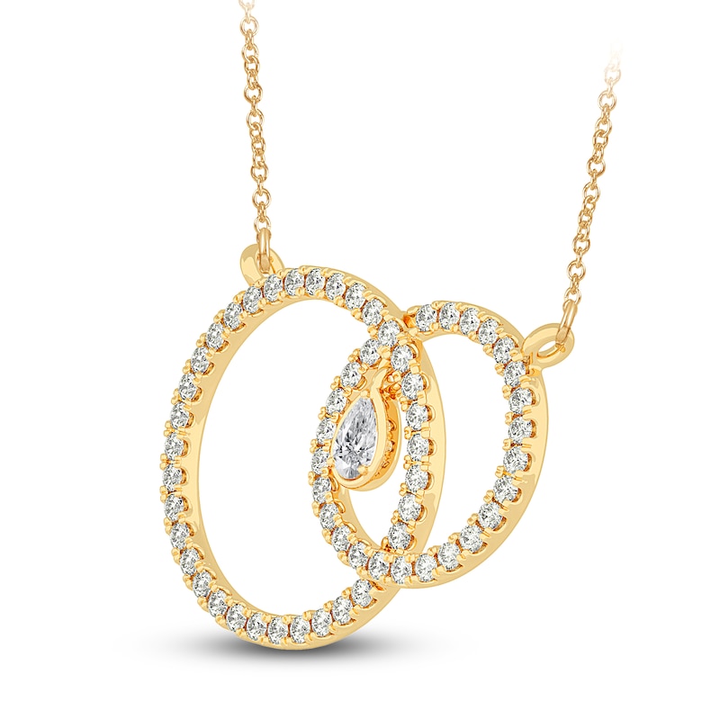 Main Image 2 of Diamond Necklace 7/8 ct tw Pear/Round 14K Yellow Gold 18"