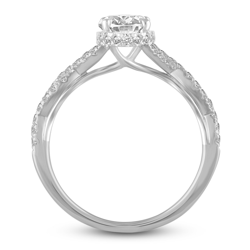 Main Image 2 of Diamond Twist Engagement Ring 1-3/8 ct tw Oval/Round 14K White Gold