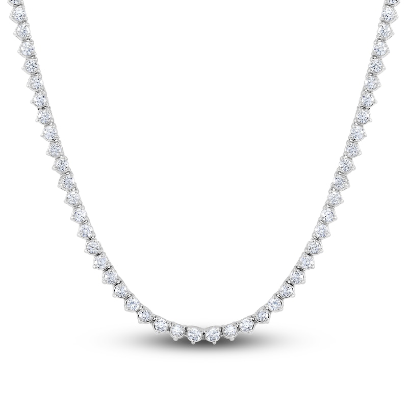 Main Image 1 of Diamond Tennis Necklace 3 ct tw Round 14K White Gold 16"