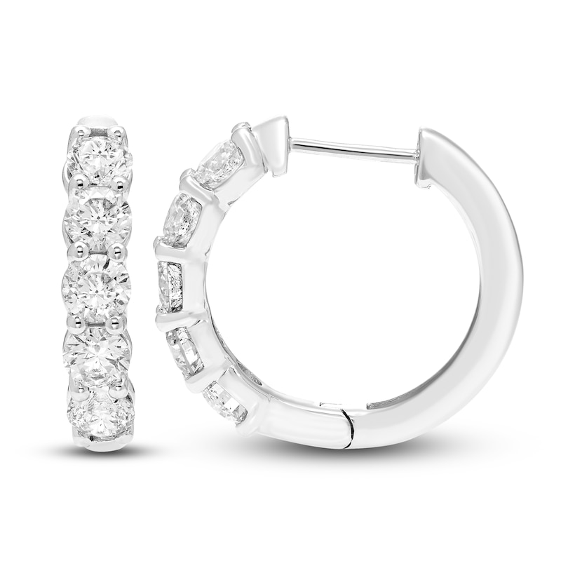 Diamond Hoop Earrings 1/2 ct tw Round 14K White Gold